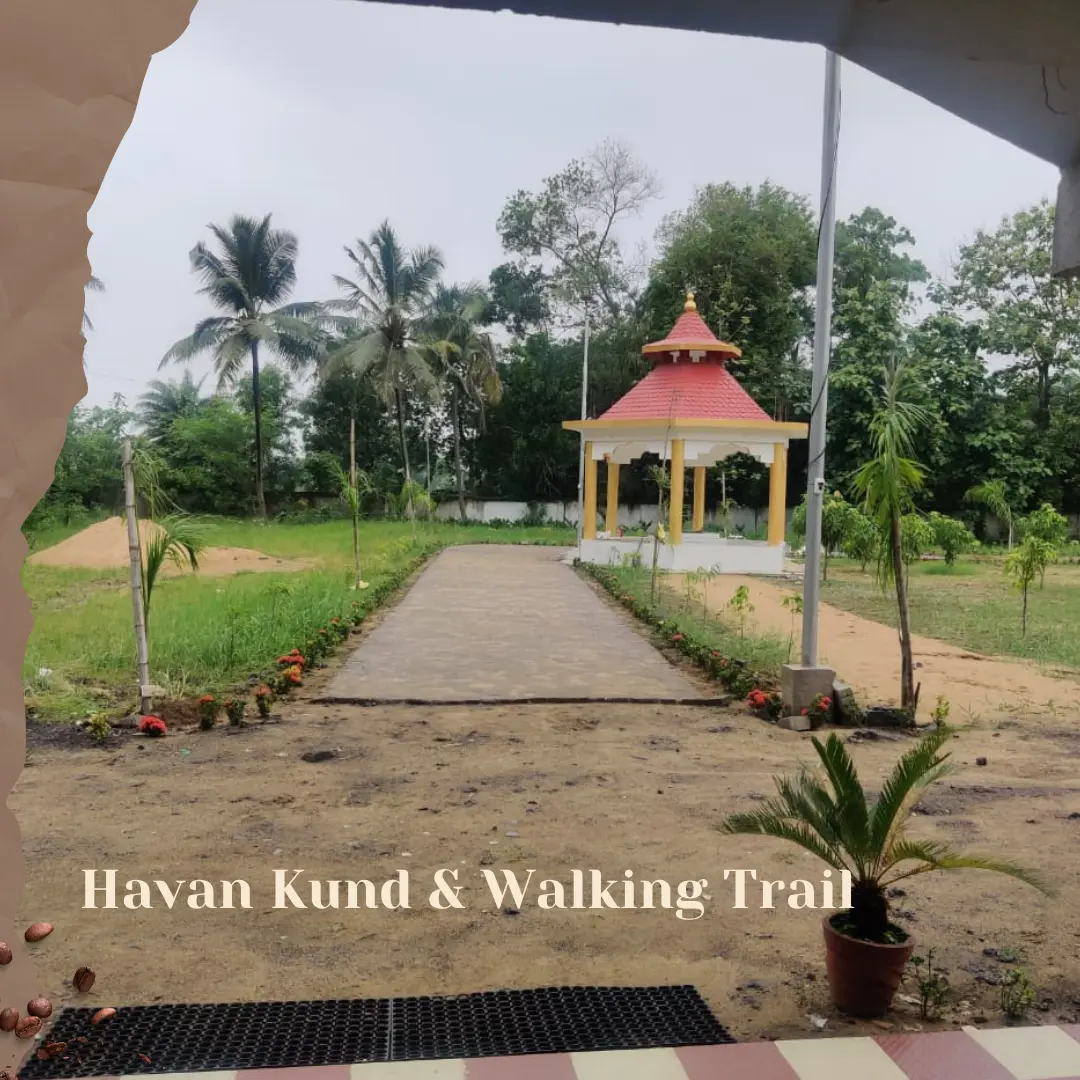Pic of Walking Trail and Havan Kund at Samhita Wellness Retreat